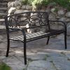 4-Ft Metal Garden Bench in Antique Black Finish